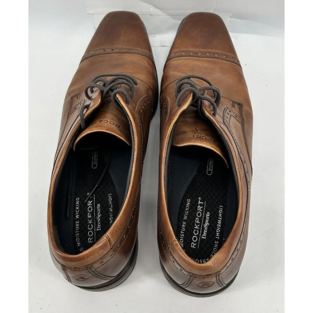 Rockport Farrow Cap Toe Brown Leather Oxford Dress Shoes CH5533 Men's 12M